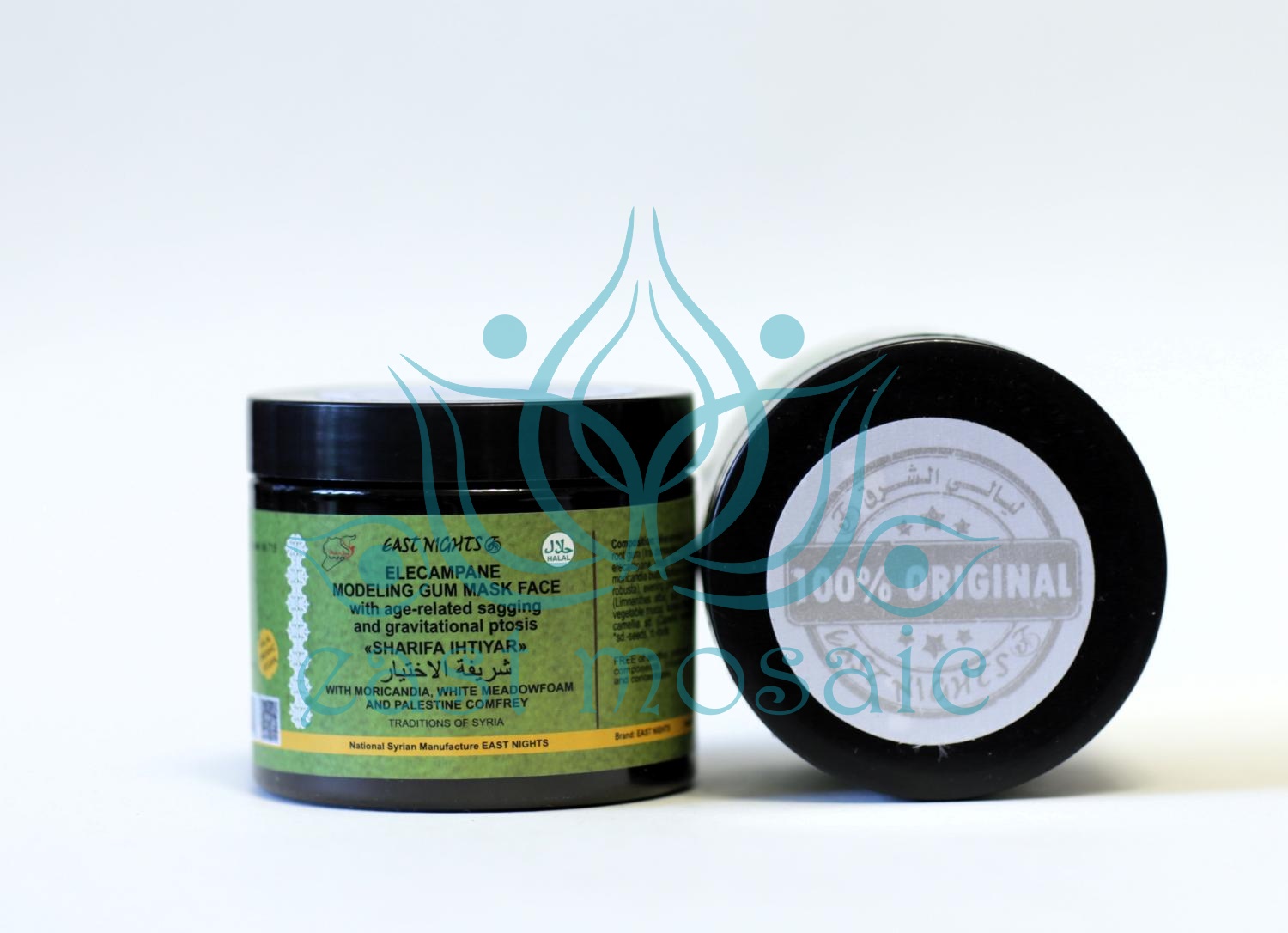 Девясиловая моделирующая камедиевая маска для лица при возрастном провисании кожи и гравитационном птозе с сияющей морикардией, пенником и палестинским окопником SHARIFA IHTIYAR «Почетный выбор»